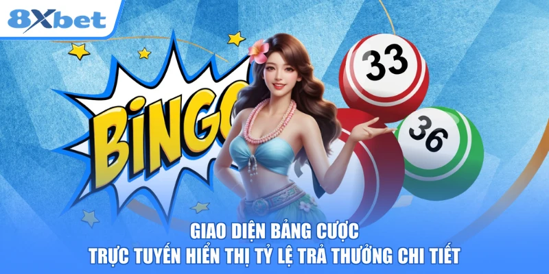 Giao diện bảng cược trực tuyến hiển thị tỷ lệ trả thưởng chi tiết